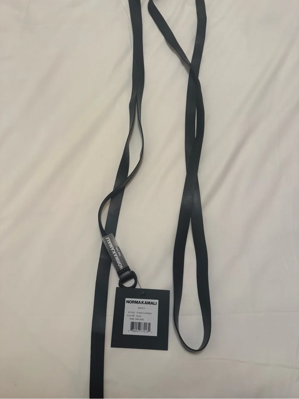 Norma Kamali Black Slim Leather Knot Belt